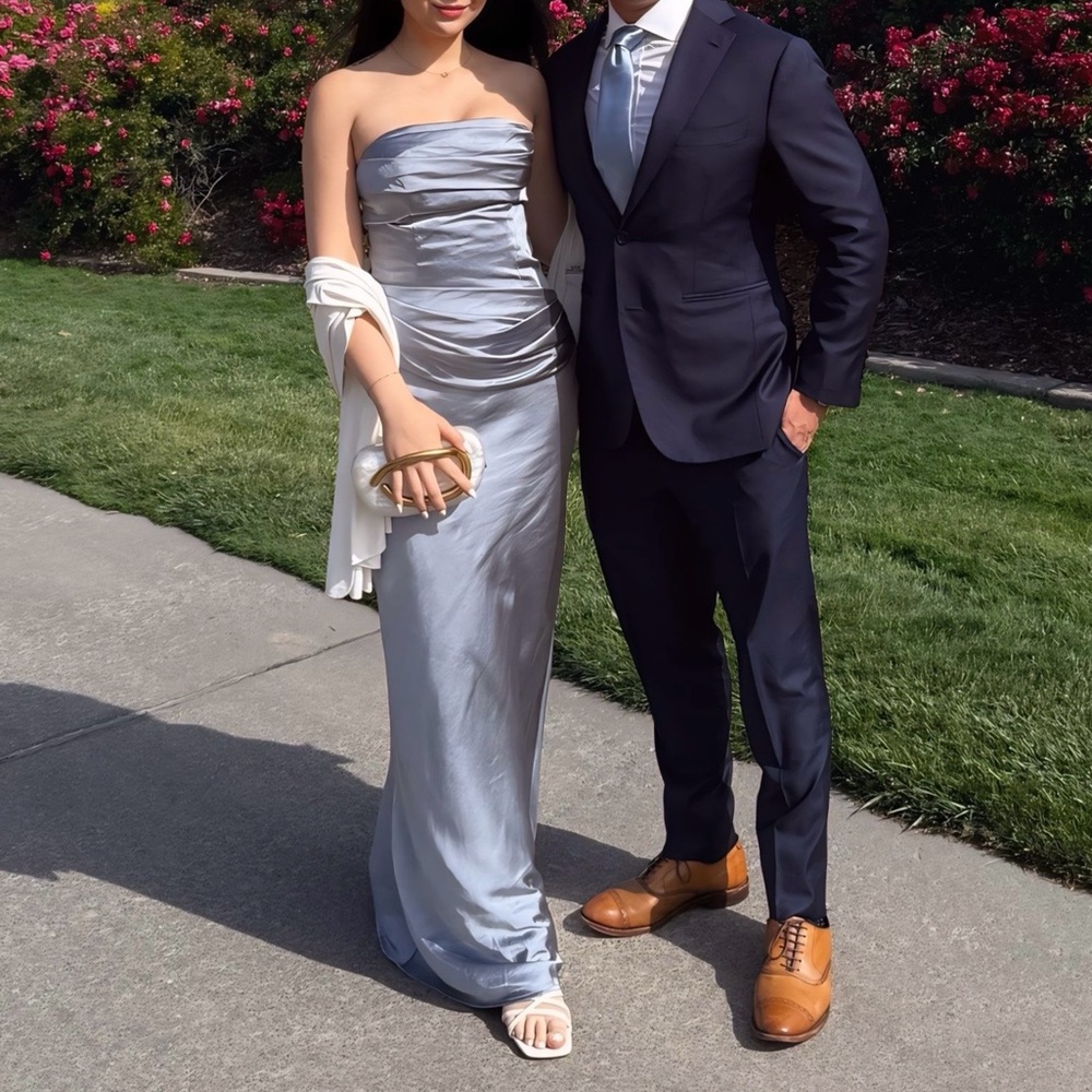 Meshki Blue Strapless Gown for Weddings with Matching Tie (optional) - Picture 9 of 11